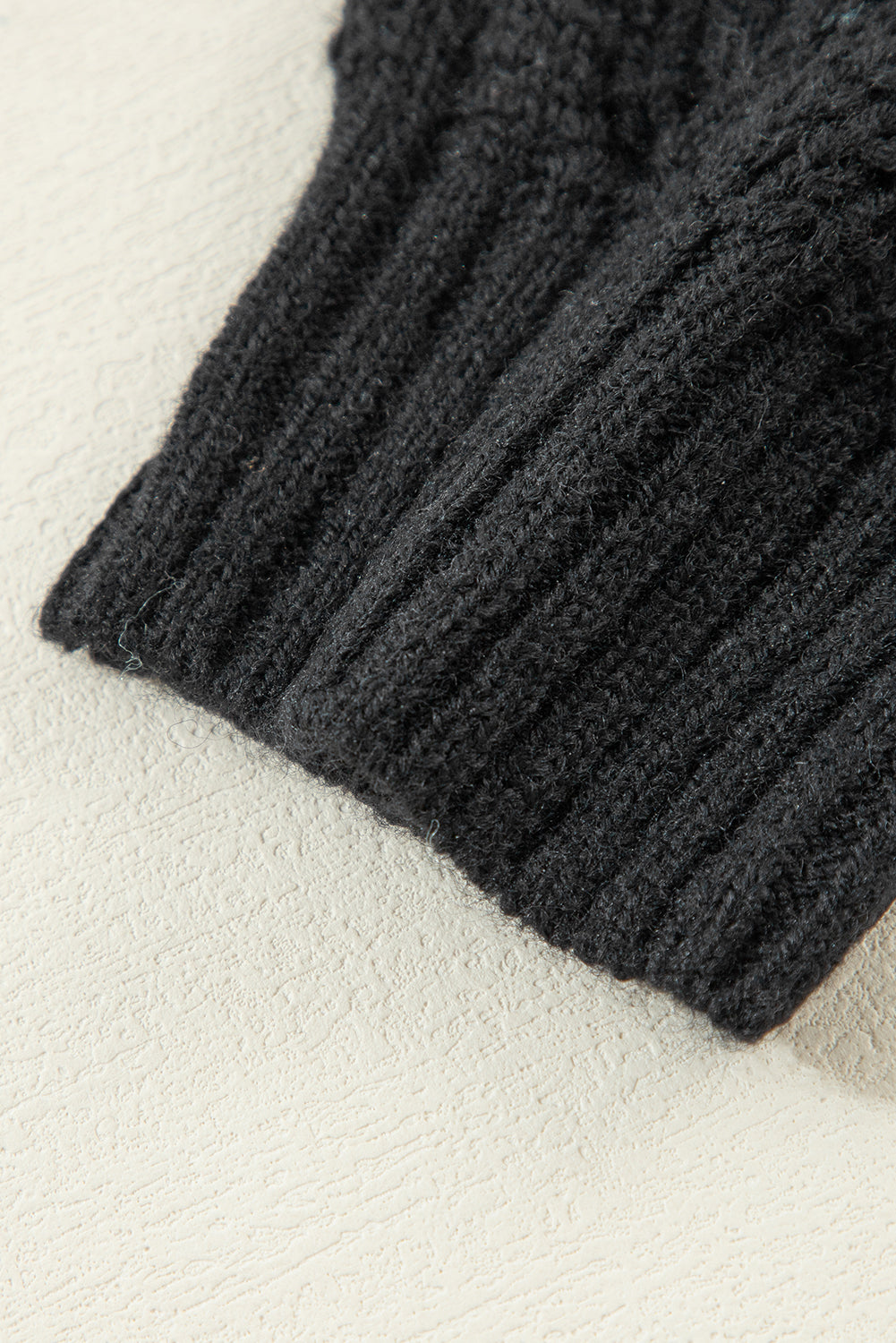 Black Hollow Out Knit V Neck Drop Shoulder Sweater Sweaters JT's Designer Fashion