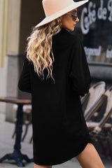 Black Corduroy Shirt Style Full Button Long Sleeve Shift Mini Dress Mini Dresses JT's Designer Fashion