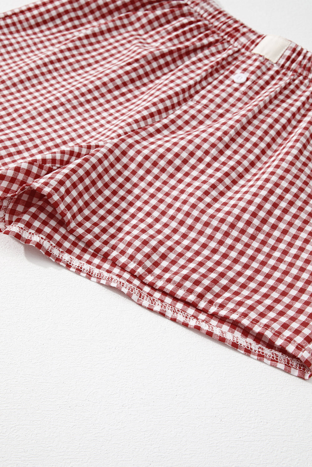 Red Gingham Printed High Waist Shorts Casual Shorts JT's Designer Fashion