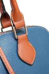 Ashleigh Blue Color Contrast PU Leather Zipper Tote Bag Handbags JT's Designer Fashion