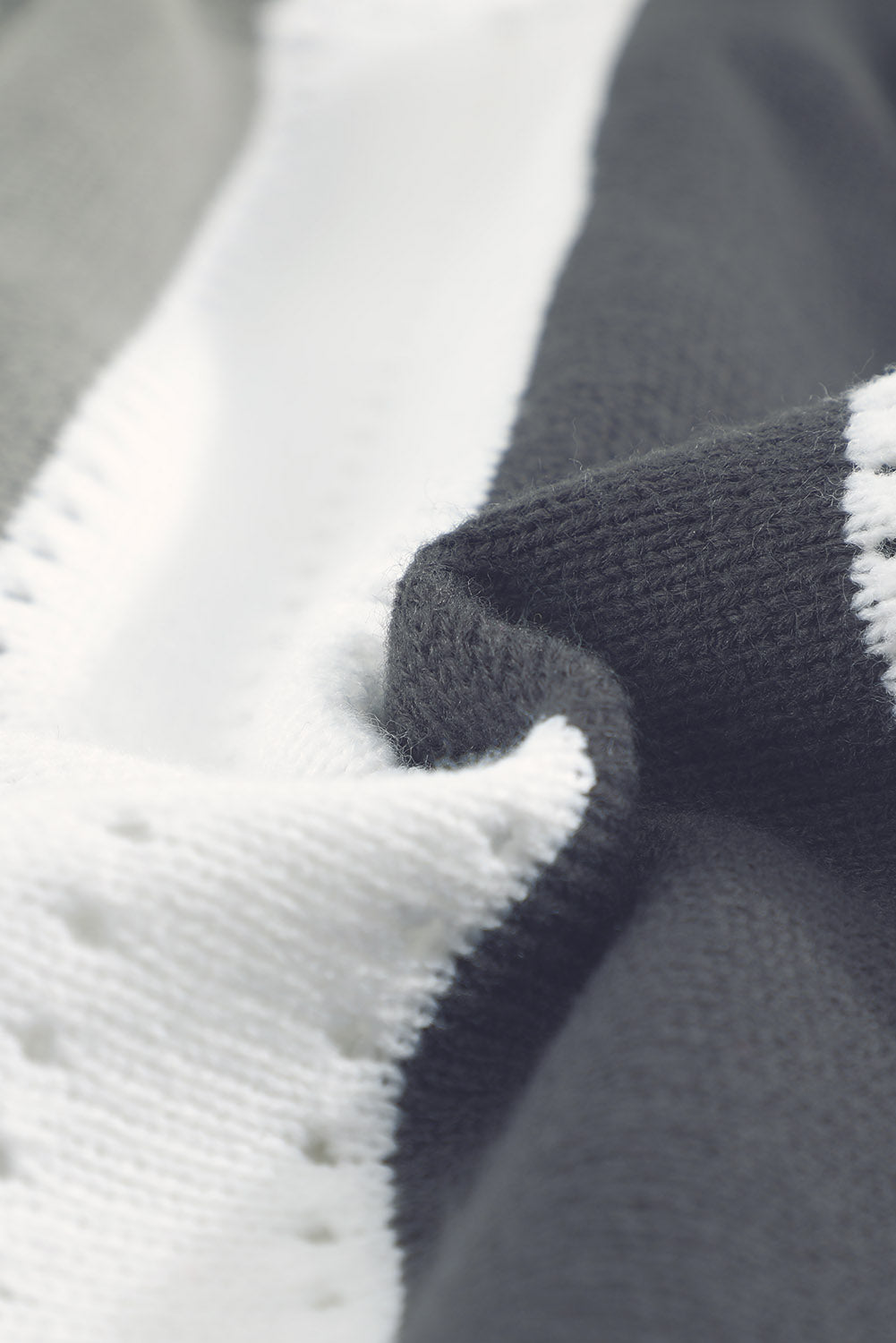 Gray Striped Colorblock V Neck Knitted Sweater Sweaters & Cardigans JT's Designer Fashion
