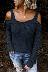 Dark Blue Dew Shoulder Juliette Knitted Sweater Sweaters & Cardigans JT's Designer Fashion