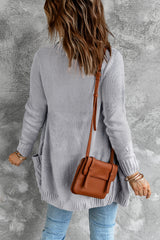 Gray Front Pocket and Buttons Closure Cardigan Sweaters & Cardigans JT's Designer Fashion