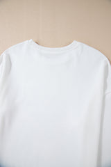 White Bowknot Pattern Drop Shoulder Loose Sweatshirt Sweatshirts & Hoodies JT's Designer Fashion