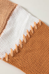 Light French Beige Color Block Contrast Stitch Oversized Sweater Sweaters & Cardigans JT's Designer Fashion