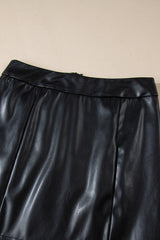 Black PU Leather Side Slits Slim Fit High Waist Mini Skirt Skirts & Petticoat JT's Designer Fashion