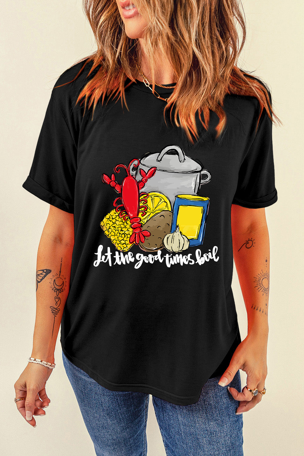 Black let the good time boil Fashion Graphic Tee Graphic Tees JT's Designer Fashion
