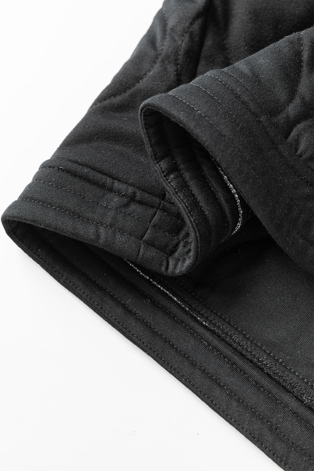 Black Solid Color Quilted Snap Button Jacket Jackets JT's Designer Fashion
