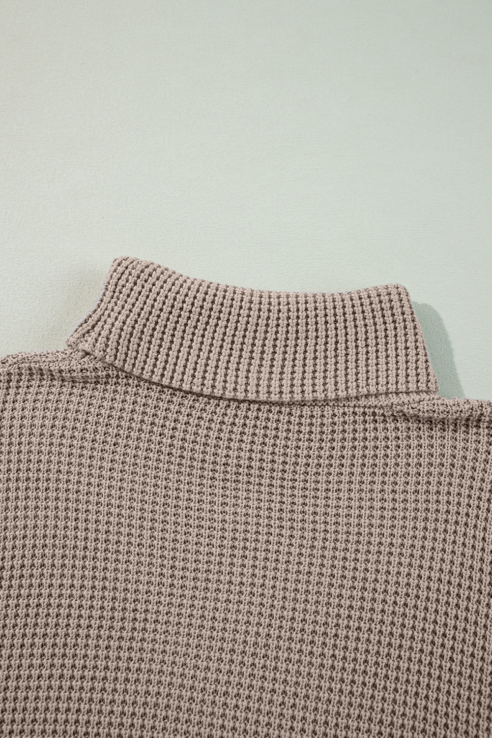Smoke Gray Striped Plaid Patchwork Waffle Knit Turtleneck Sweater Sweaters JT's Designer Fashion