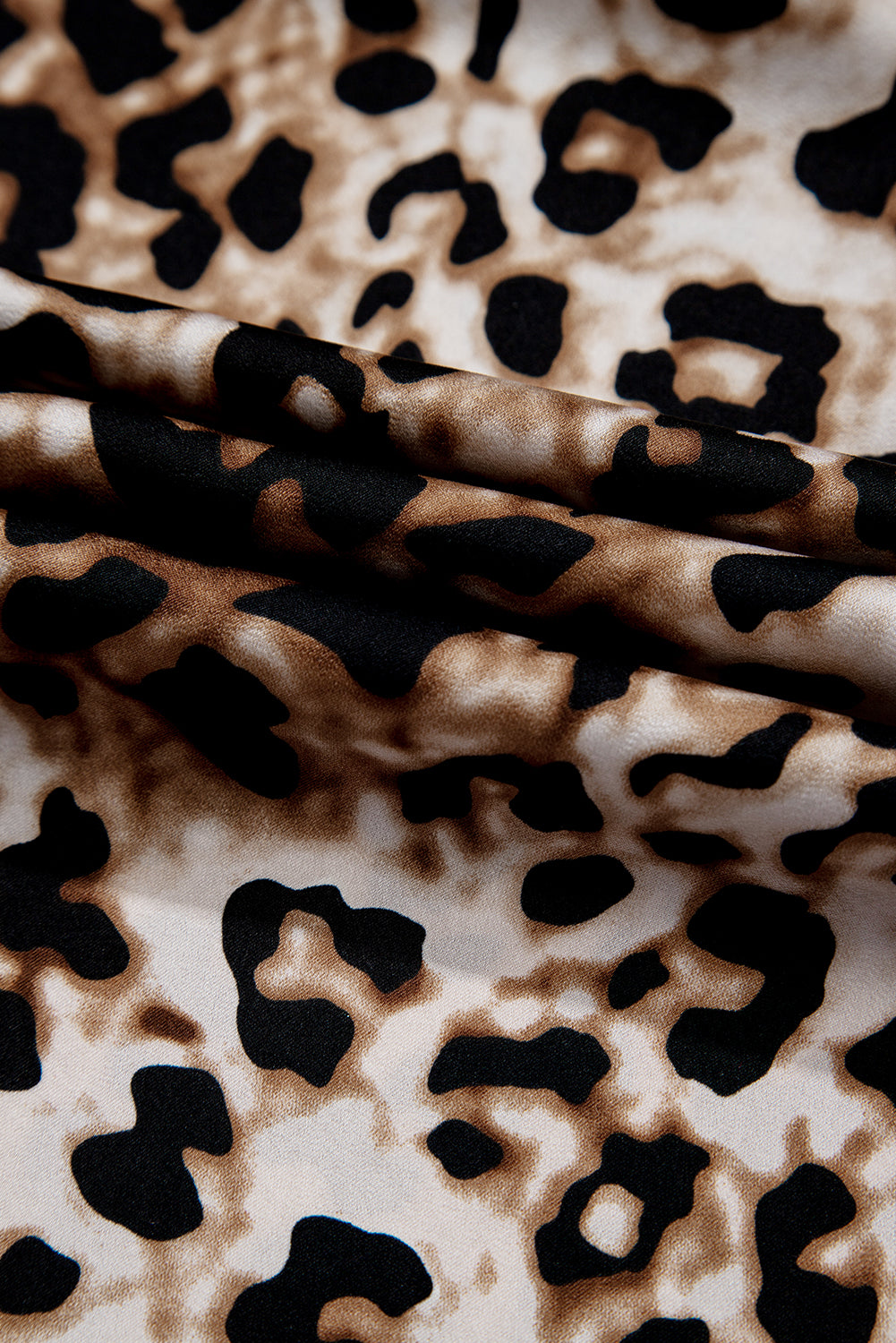 Brown Leopard Print Bubble Sleeve Square Neck Long Dress Maxi Dresses JT's Designer Fashion