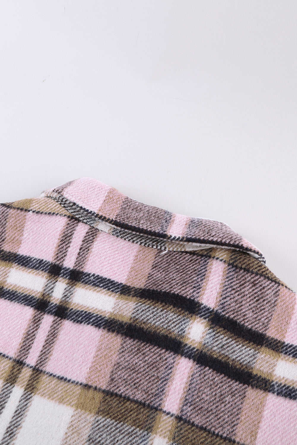 Pink Geometric Plaid Print Pocketed Shacket Plaid Shackets JT's Designer Fashion