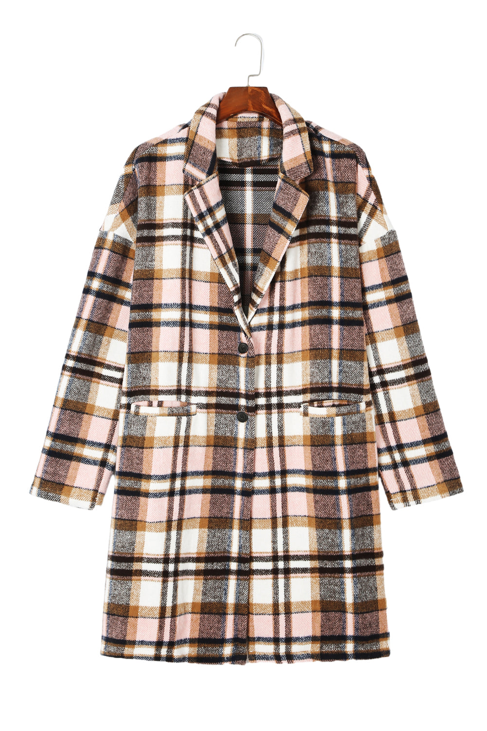 Pink Plaid Button Up Lapel Jacket Plaid Shackets JT's Designer Fashion