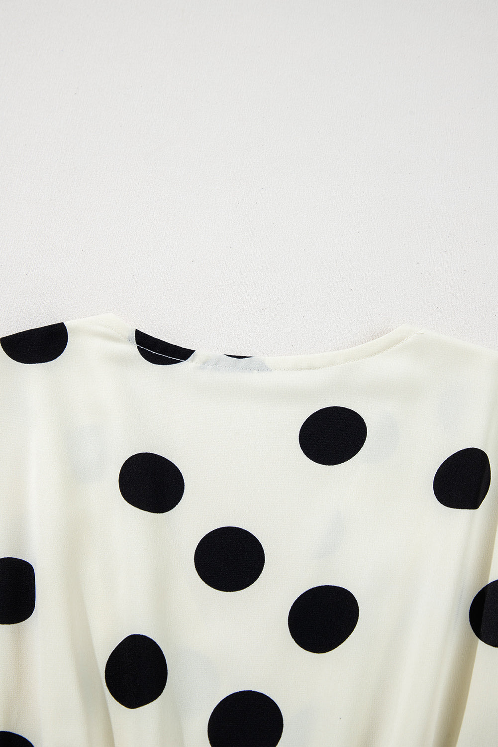 Beige Polka Dot Printed Surplice V Neck Puff Sleeve Mini Dress Mini Dresses JT's Designer Fashion