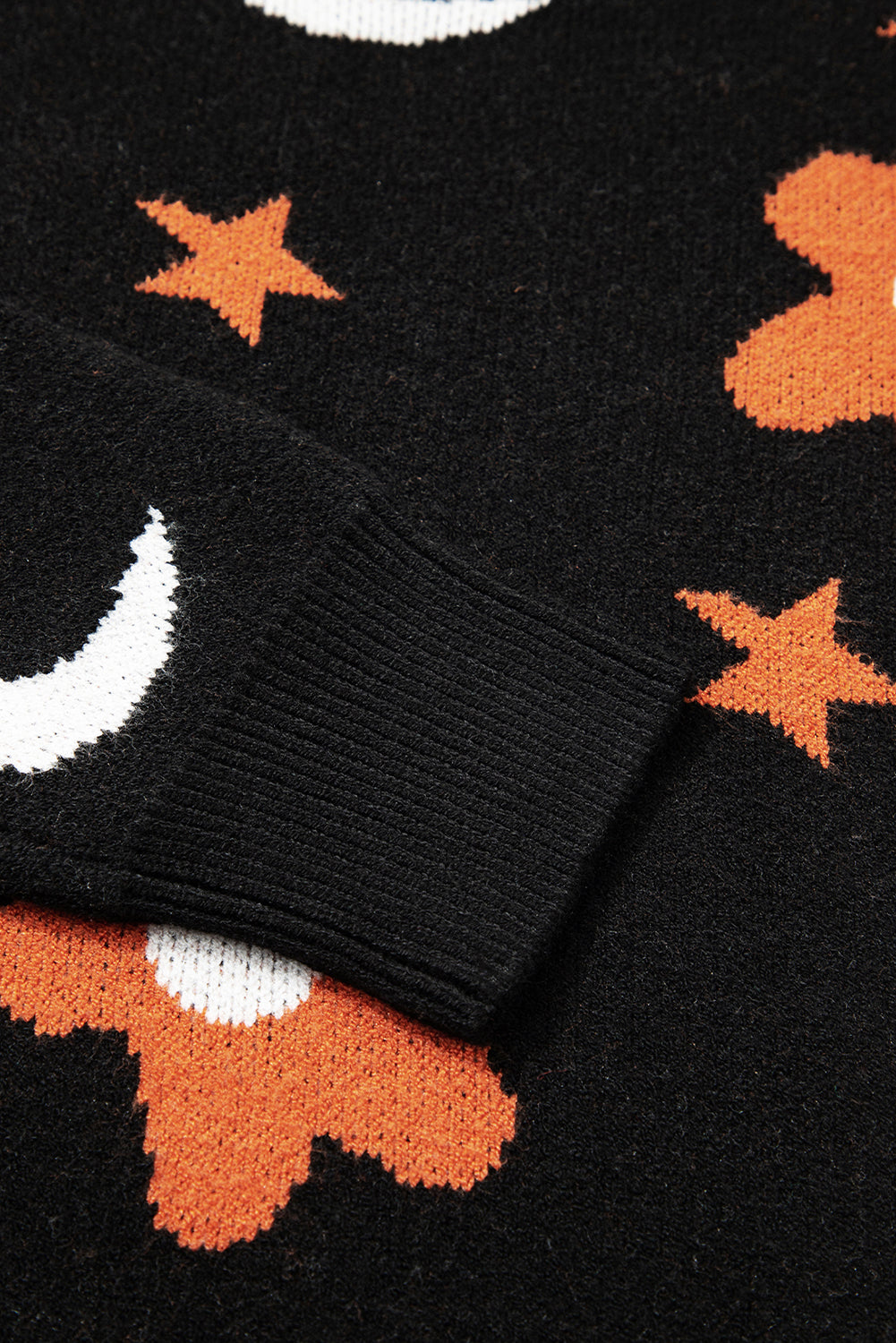 Black Halloween Mythical Night Pattern Drop Shoulder Sweater Sweaters JT's Designer Fashion