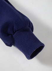 Navy Blue Solid Fleece Lined Drop Shoulder High Low Sweatshirt Sweatshirts & Hoodies JT's Designer Fashion