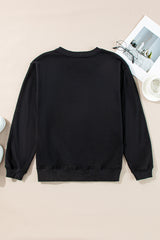 Black Plain Drop Shoulder Crewneck Pullover Sweatshirt Sweatshirts & Hoodies JT's Designer Fashion