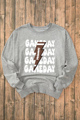 Gray GAME DAY Lightning Rugby Football Print Pullover Sweatshirt Graphic Sweatshirts JT's Designer Fashion
