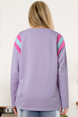 Phalaenopsis Mineral Wash Colorblock Arm Patchwork Oversize Top Long Sleeve Tops JT's Designer Fashion