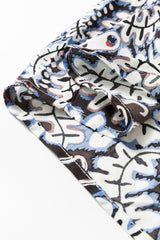 Blue Tribal Print Lace-up Frilled Neck Puff Sleeve Blouse Blouses & Shirts JT's Designer Fashion