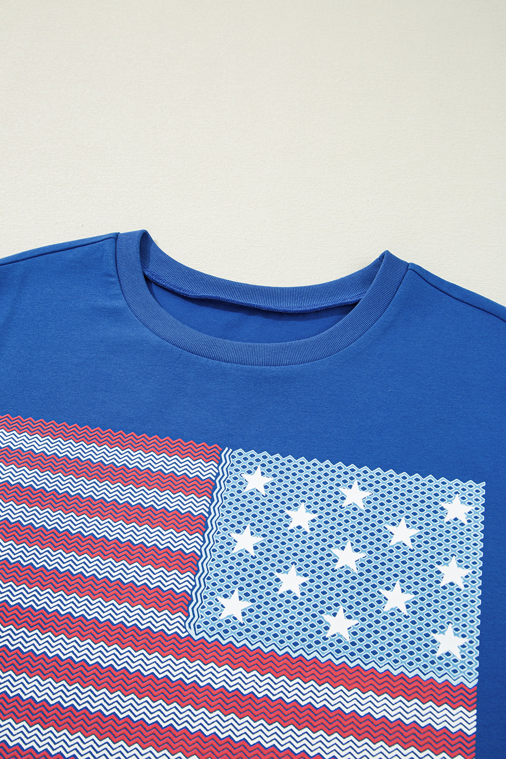 Real Teal American Flag Pattern Crewneck Tee Graphic Tees JT's Designer Fashion