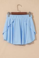 Sky Blue Drawstring High Waist Lined Tennis Skorts Skirts & Petticoat JT's Designer Fashion