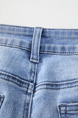 Beau Blue Mineral Wash Raw Hem High Waist Flared Jeans Jeans JT's Designer Fashion