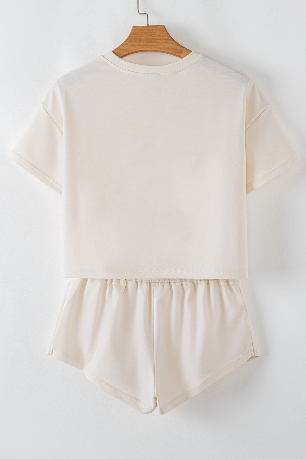 Beige 2pcs Cropped Tee and Ruffle High Waist Skort Set Short Sets JT's Designer Fashion