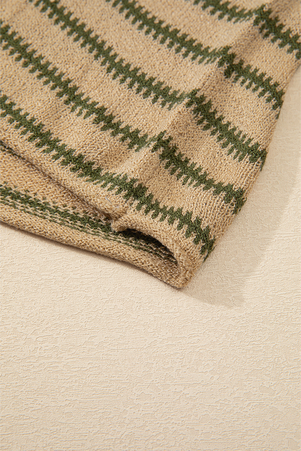 Khaki Stripe Drop Shoulder Casual Sweater Sweaters JT's Designer Fashion