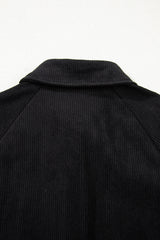 Black Corduroy Shirt Style Full Button Long Sleeve Shift Mini Dress Mini Dresses JT's Designer Fashion