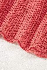Coral Crochet Hollow-out Jumper Top Sweater Sweaters JT's Designer Fashion