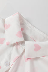 White Love Heart Print Drop Shoulder Puff Sleeve Shirt Blouses & Shirts JT's Designer Fashion