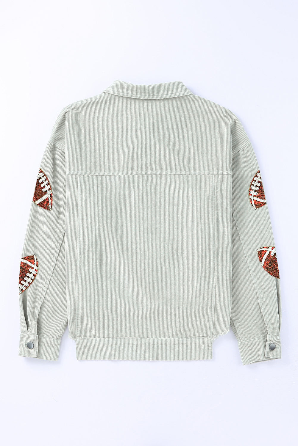 Sky Blue Sequined Rugby Football Patch Ribbed Cotton Jacket Jackets JT's Designer Fashion