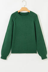 Evergreen Raglan Sleeve Crew Neck Sweater Sweaters JT's Designer Fashion