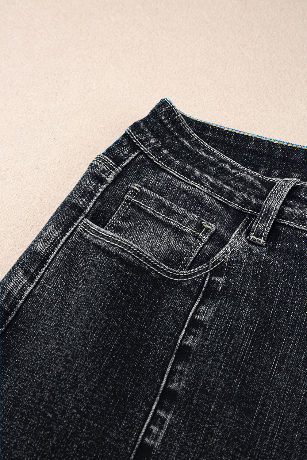 Black Plain Seam Detail Flared Bottom Ankle Length Jeans Jeans JT's Designer Fashion