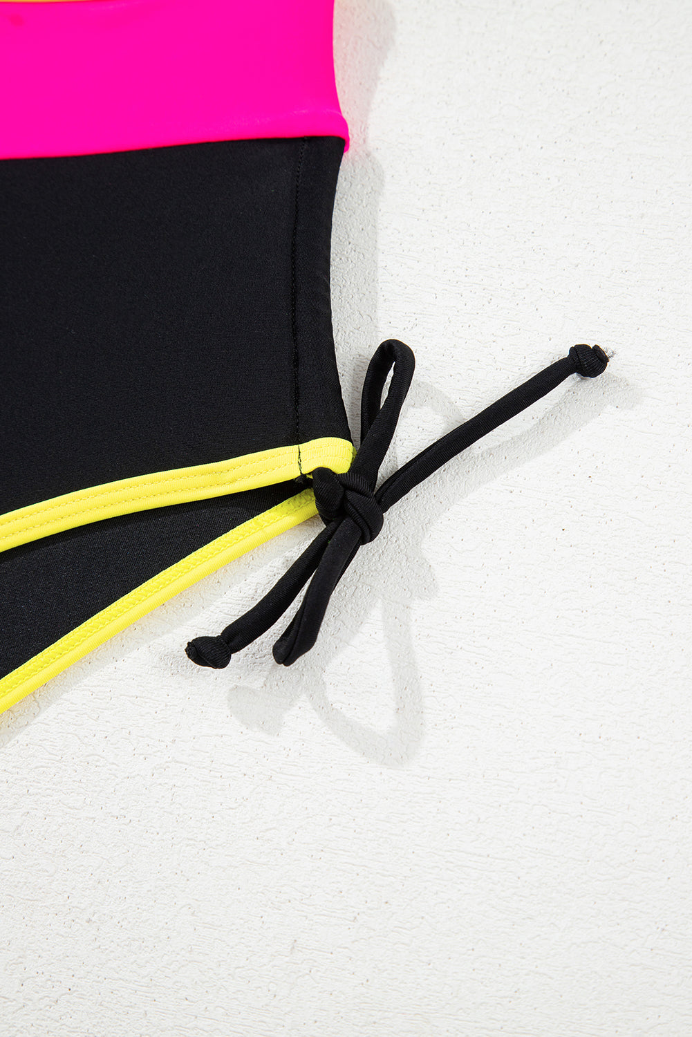 Black Color Block Drawstring Side V Neck High Waist Bikini Set Bikinis JT's Designer Fashion
