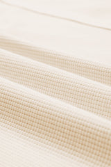 White Waffle Knit Bishop Sleeve Split Oversized Sweatshirt Sweatshirts & Hoodies JT's Designer Fashion