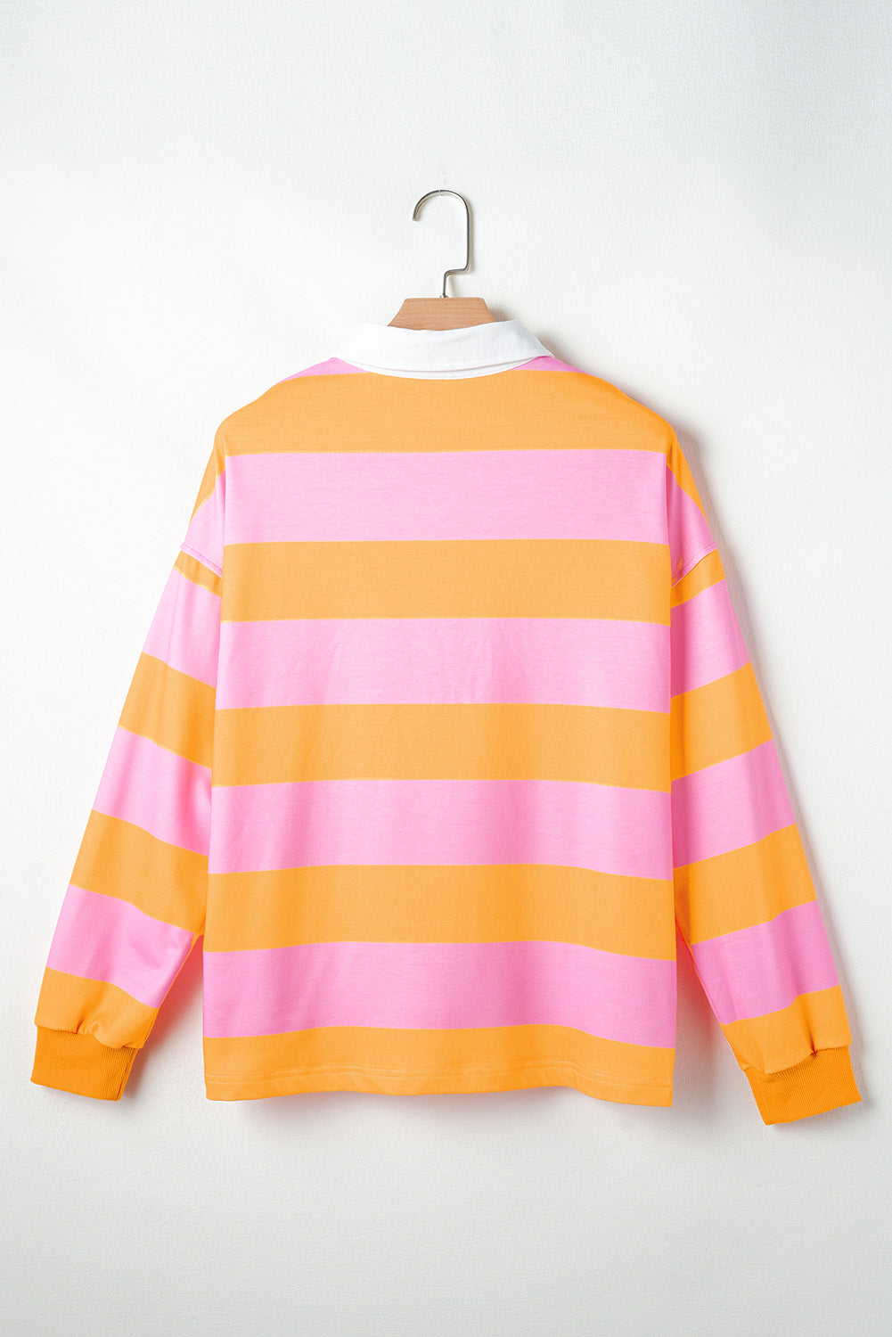 Yellow Stripe Color Block Polo Collar Sweatshirt Sweatshirts & Hoodies JT's Designer Fashion