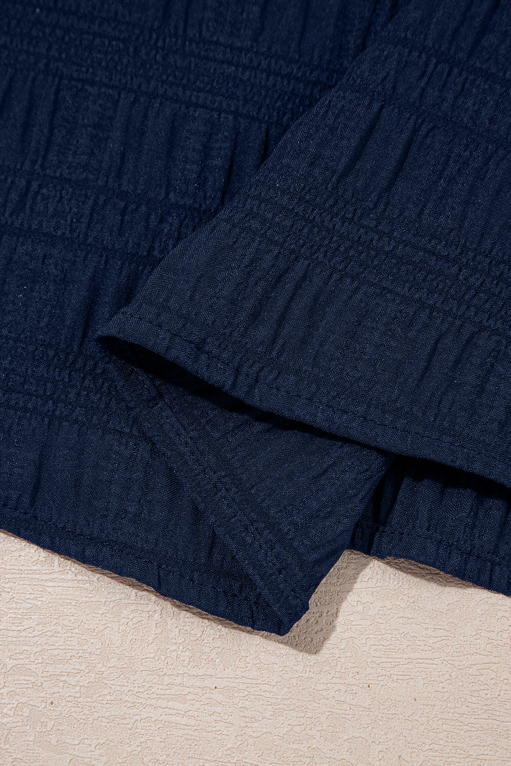 Dirty blue Textured Square Neck Top and Shirred High Waist Shorts Set Short Sets JT's Designer Fashion