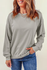 Gray Plain Crew Neck Pullover Sweatshirt Sweatshirts & Hoodies JT's Designer Fashion