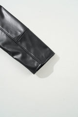 Black PU Leather Lapel Collar Zipper Jacket Jackets JT's Designer Fashion
