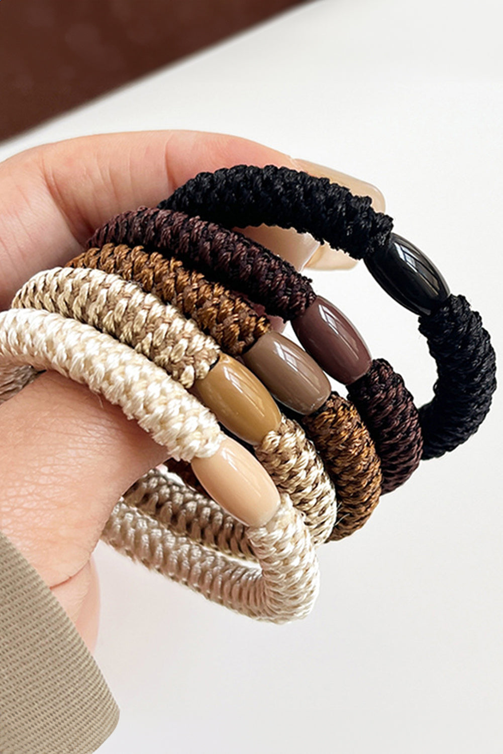 Camel 5Pcs Solid High Elastic Hair Tie Headwear JT's Designer Fashion
