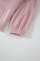 Fushia Stand Neck Half Button Zip Pocket Plush Sweatshirt Sweatshirts & Hoodies JT's Designer Fashion