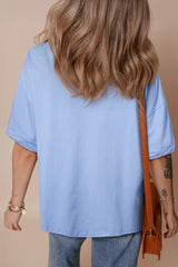 Myosotis July 4th Stars and Striped Bow Print Oversize Tee Graphic Tees JT's Designer Fashion