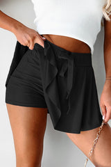 Black Drawstring High Waist Lined Tennis Skorts Skirts & Petticoat JT's Designer Fashion