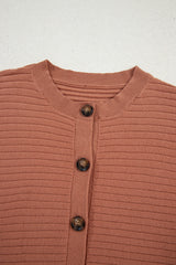 Apricot Pink Wide Rib Knit Button Front Dolman Sleeve Sweater Cardigan Cardigans JT's Designer Fashion