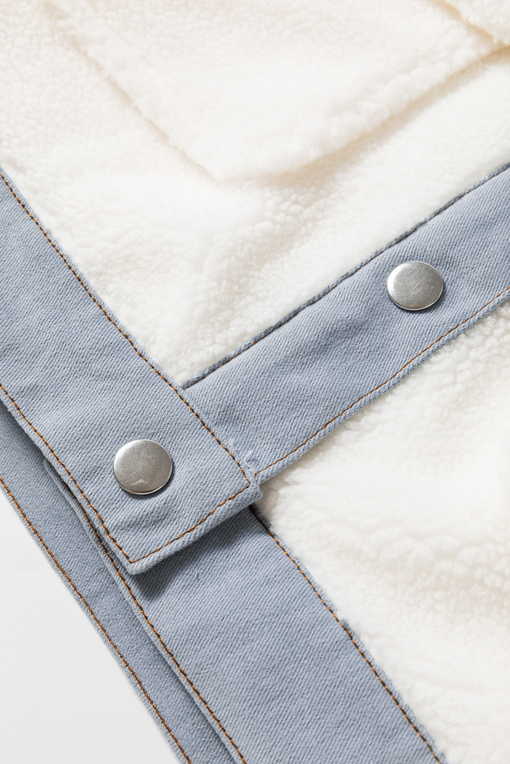 White Contrast Trim Buttoned Sherpa Jacket Jackets JT's Designer Fashion