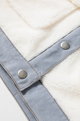 White Contrast Trim Buttoned Sherpa Jacket Jackets JT's Designer Fashion