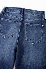 Sail Blue Mineral Wash Raw Hem High Waist Flared Jeans Jeans JT's Designer Fashion