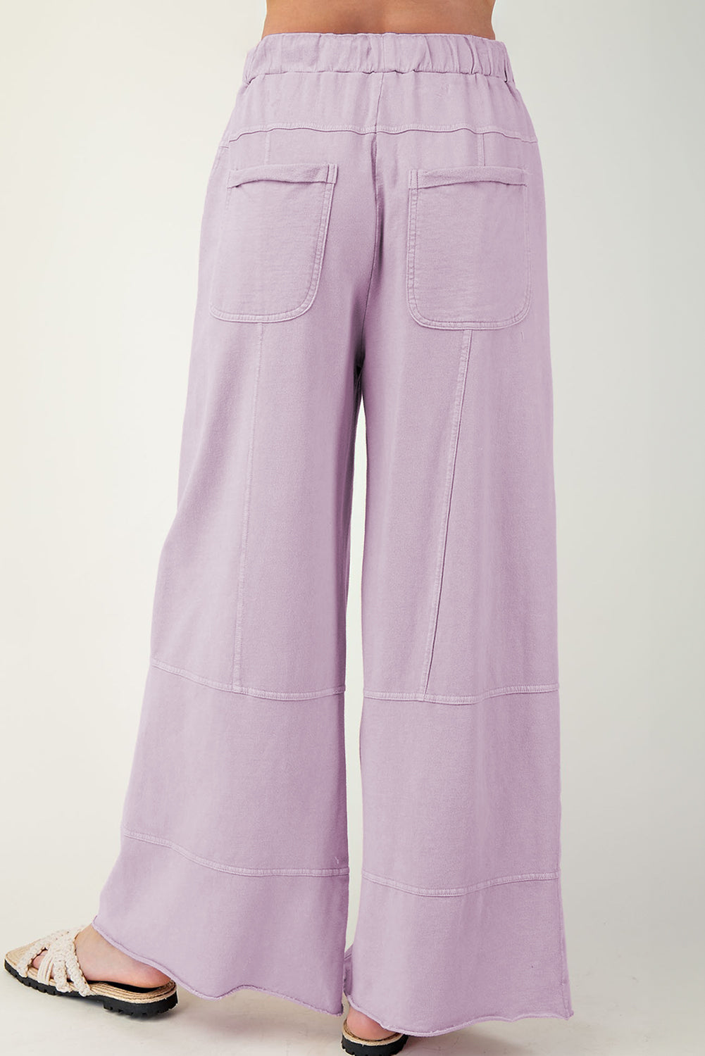 Pink Mineral Wash Exposed Seam Drawstring High Waist Wide Leg Cargo Pants Casual Shorts JT's Designer Fashion