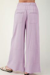 Pink Mineral Wash Exposed Seam Drawstring High Waist Wide Leg Cargo Pants Casual Shorts JT's Designer Fashion